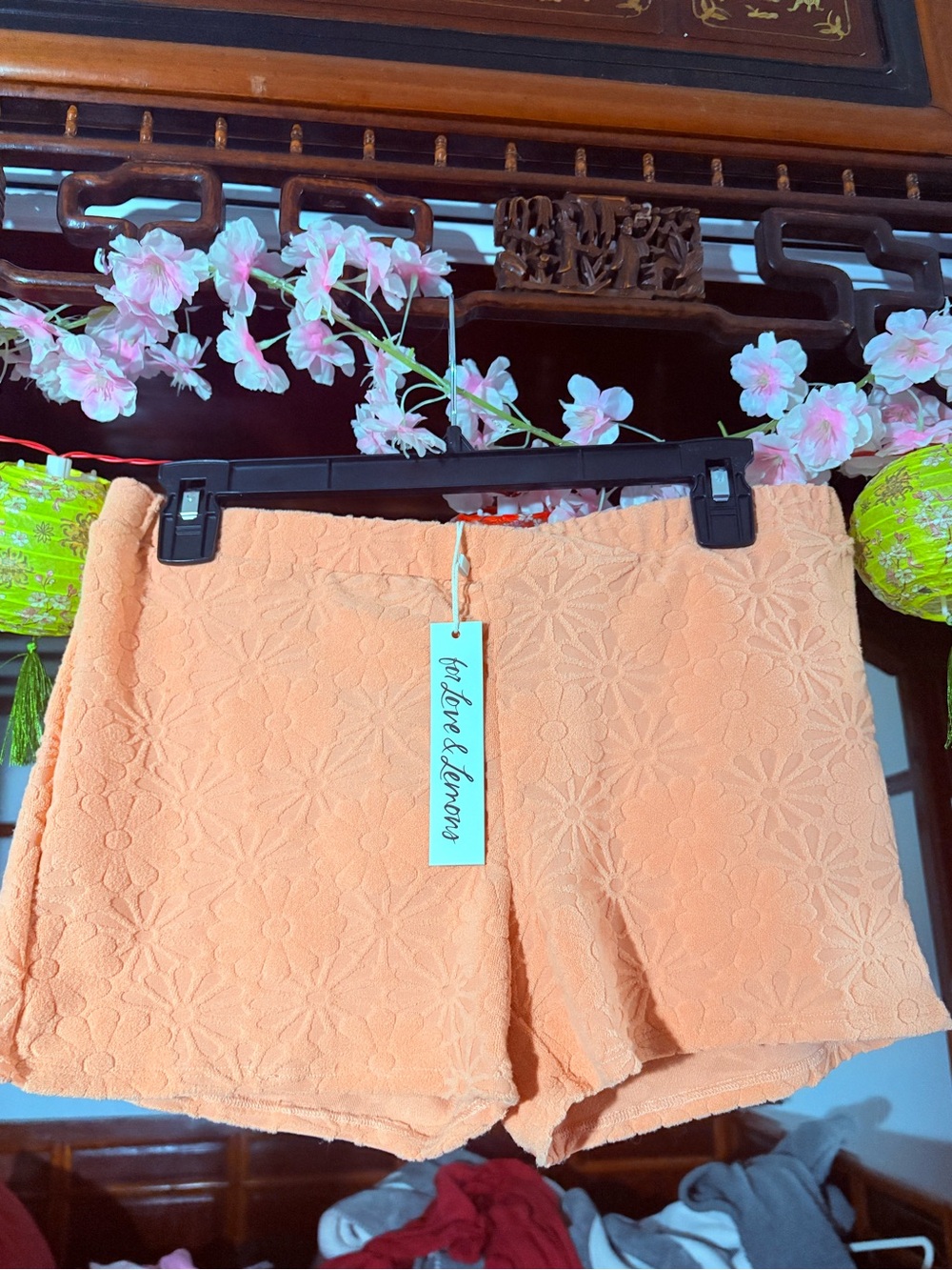 🍊🍋🏄🏼‍♀️ For Love and Lemons orange terry cloth shorts Large NWT
